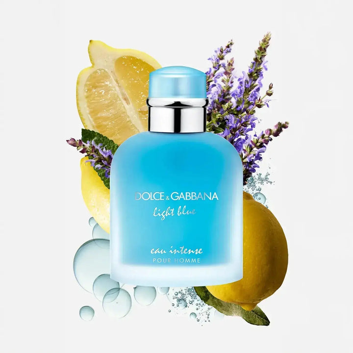 Light Blue Eau Intense by Dolce &amp; Gabbana EDP bottle detail designer perfume