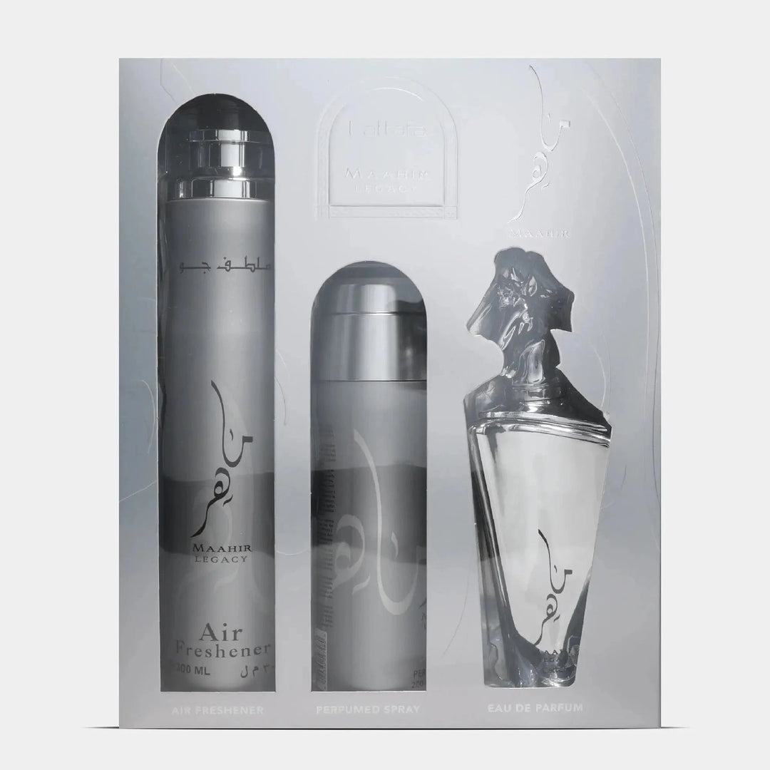 Lattafa Maahir Legacy 3pc Men’s Gift Set Eau de Parfum.