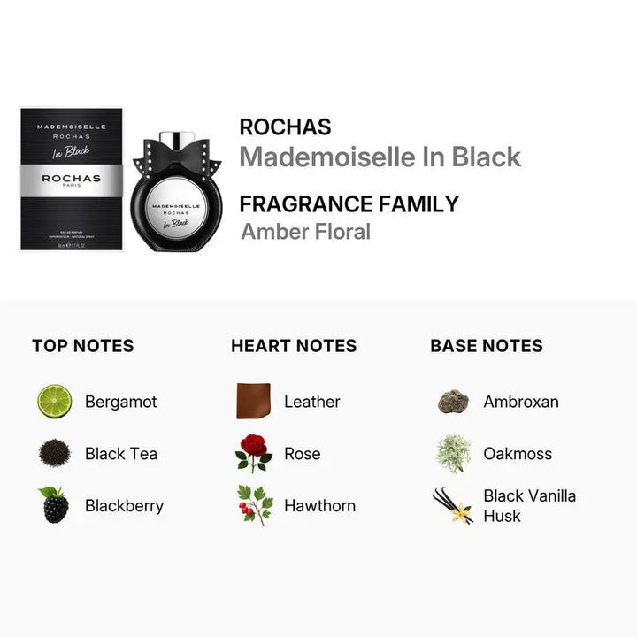 Mademoiselle In Black by Rochas blackberry rose vanilla fragrance for women
