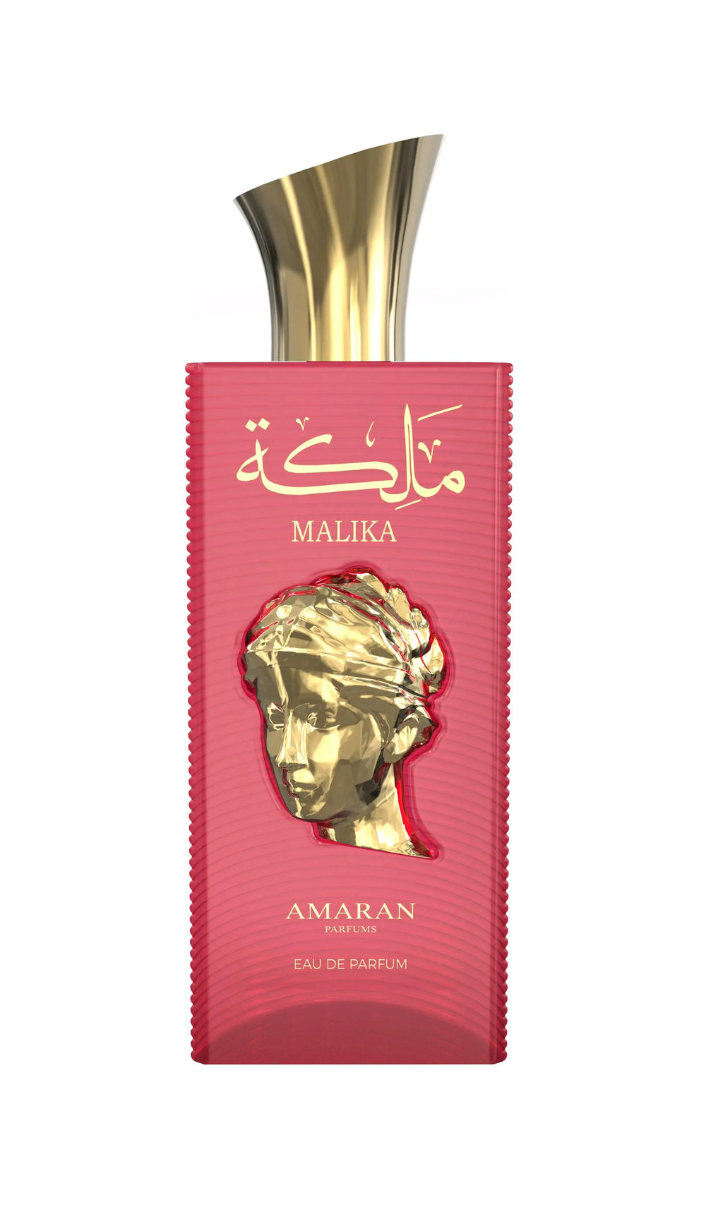 Close-up of Malika Kings & Queens by Amaran Eau de Parfum bottle

