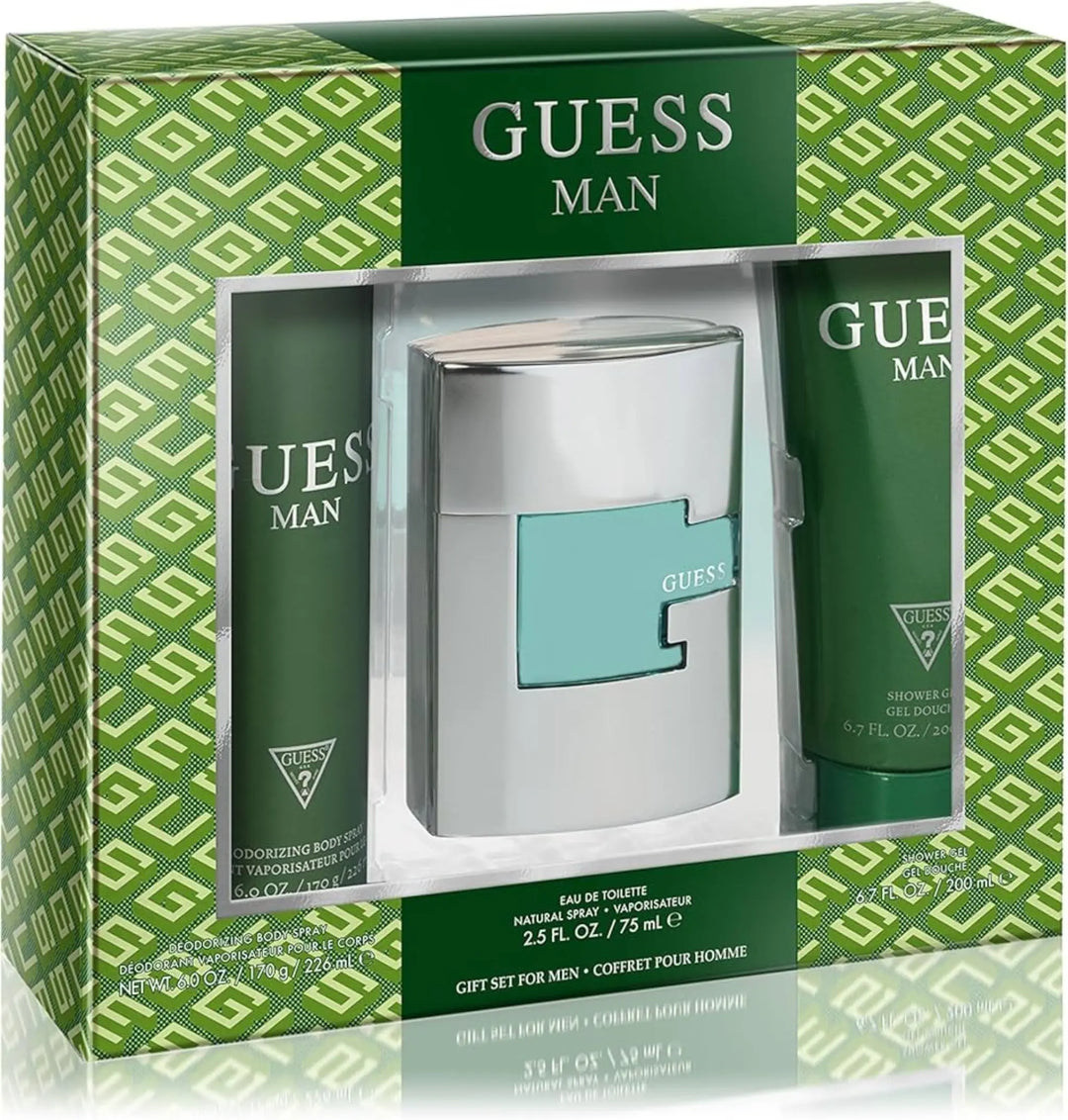 Man 3-Piece Set By Guess For Men 3.4oz EDT Spray