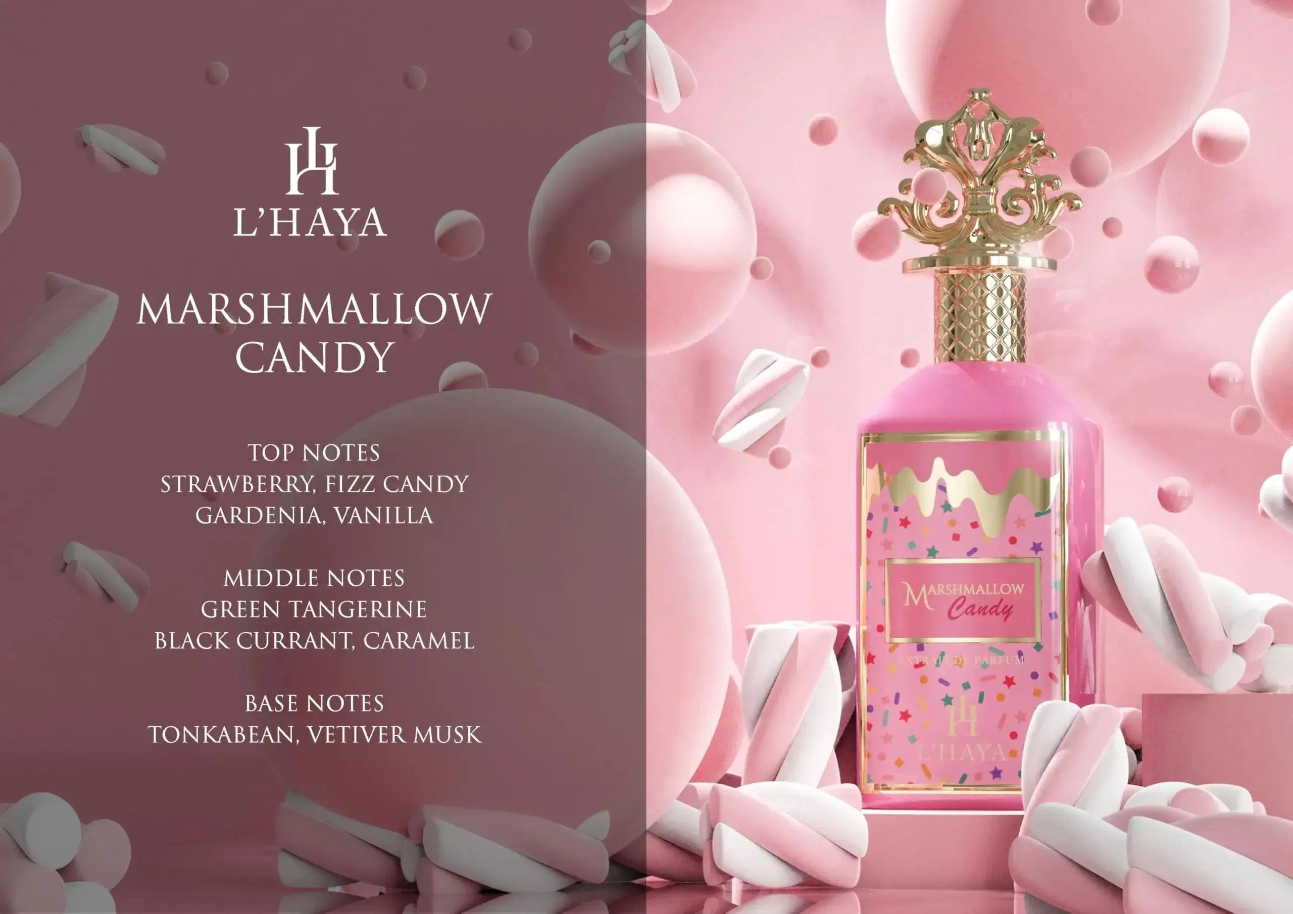 Marshmallow Candy by L'haya EDP bottle detail
