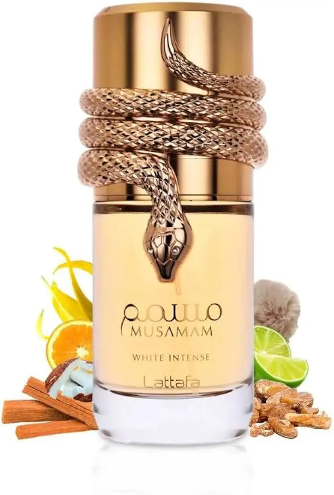 Musamam White Intense by Lattafa luxurious woody fragrance for men and women
