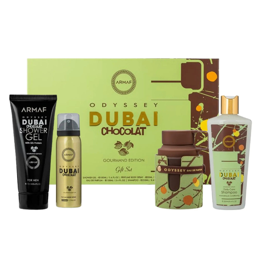 Odyssey Dubai Chocolate Unisex 4-Piece Set By Armaf For Unisex 3.4oz EDP Spray