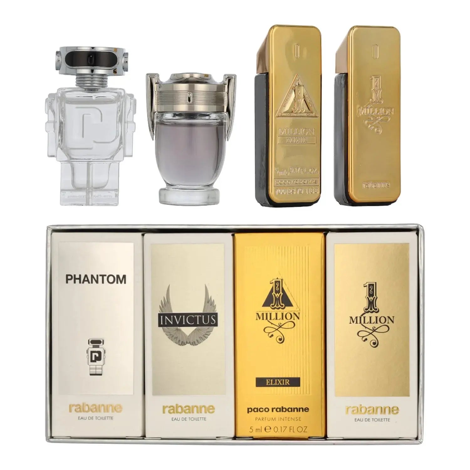 Paco Rabanne miniature EDT spray bottles detail