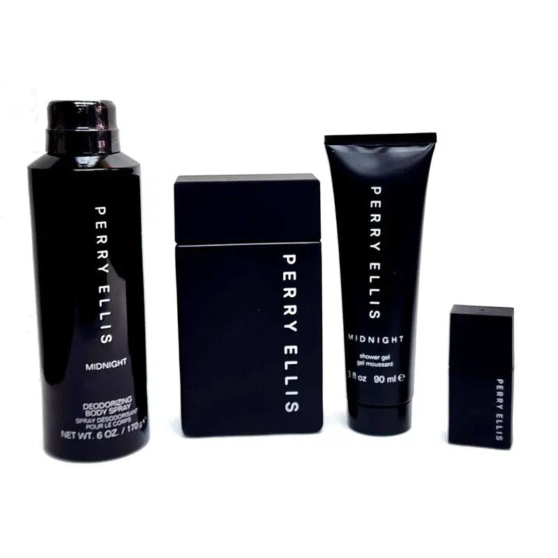 Perry Midnight Set by Perry Ellis for Men 4 Piece EDT gift set