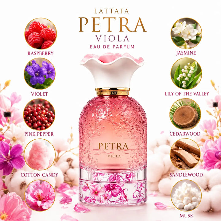 Petra Viola by Lattafa Women 3.4oz EDP bottle detail