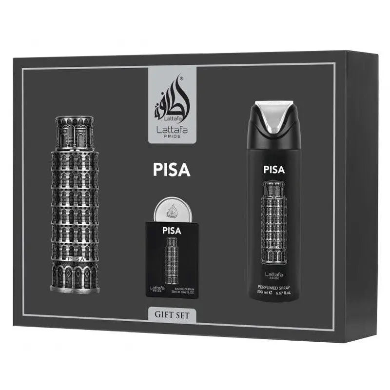 Pisa by Lattafa 3Pc Set for Men 3.4oz EDP fragrance gift set