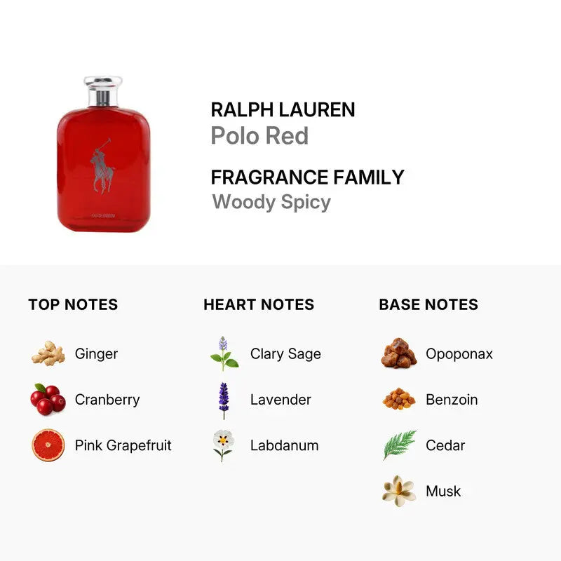 Polo Red by Ralph Lauren bold woody fragrance for men