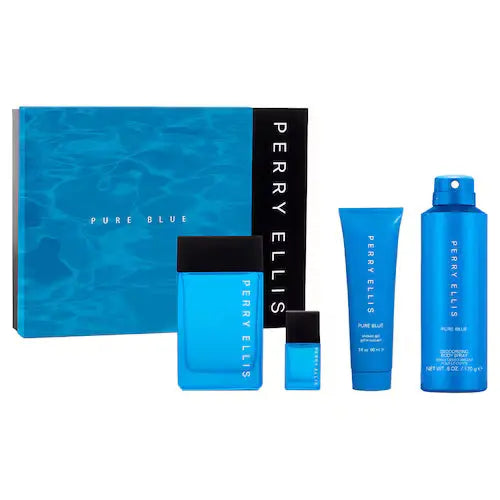 Pure Blue 4-Piece Set By Perry Ellis For Men 3.4oz EDT Spray