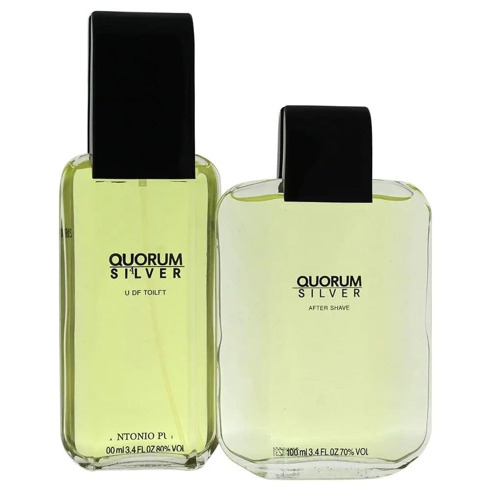 Quorum Silver By Puig For Men 2Pcs Set EDT Spray Puig