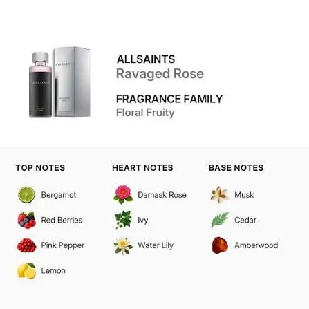 Ravaged Rose by AllSaints elegant unisex rose fragrance with woody notes