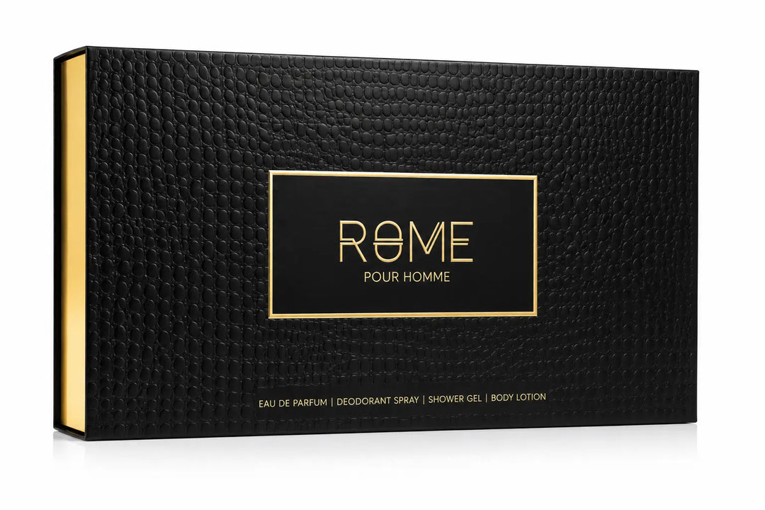 Rome Homme by Mast Perfume Men 5-piece fragrance gift set packaging