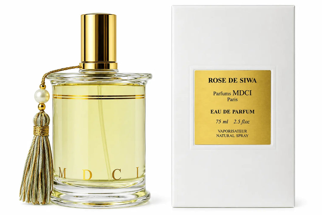 Rose de Siwa by MDCI 2.5oz EDP bottle and original packaging