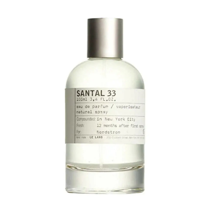 Santal 33 by Le Labo Eau de Parfum bottle close-up