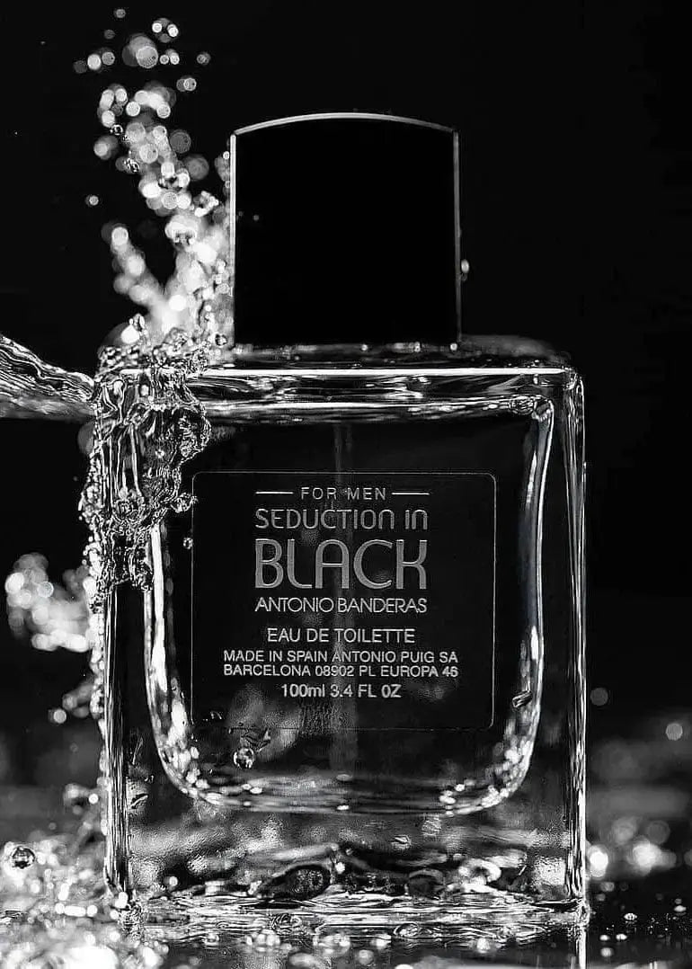 Seduction Black by Antonio Banderas for Men 3.4oz EDT perfume bottle
