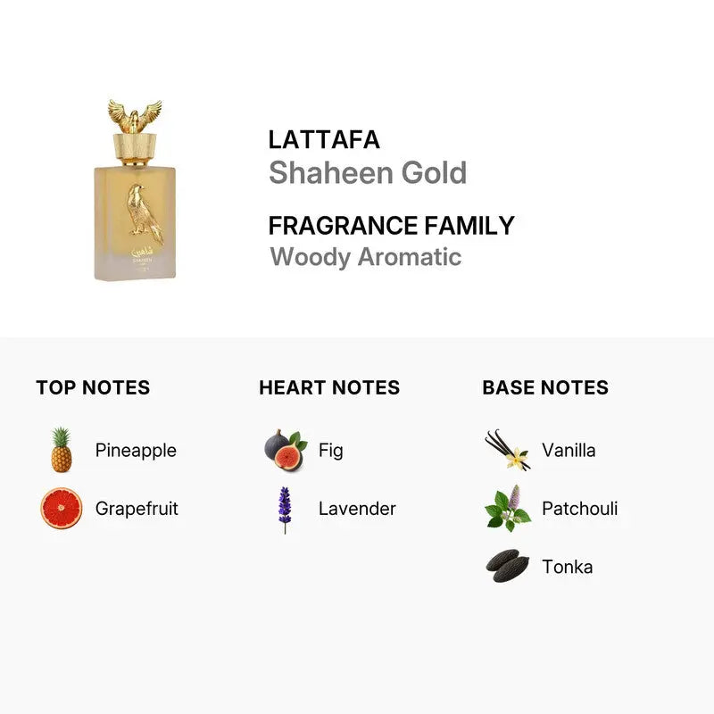 Shaheen Gold by Lattafa EDP bottle detail

