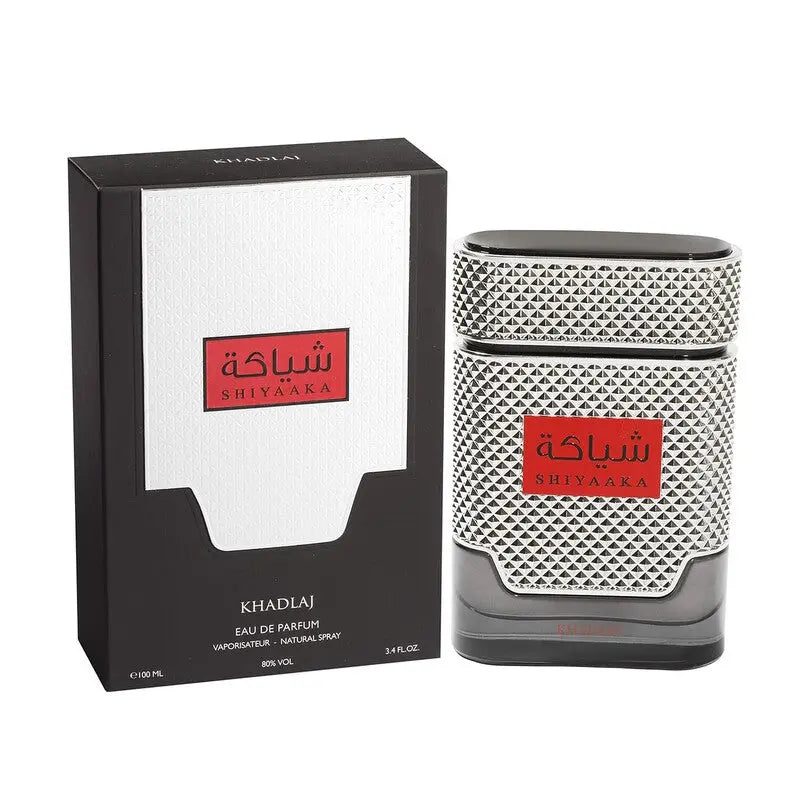 Shiyaaka Silver by Khadlaj for Men 3.4oz EDP Spray perfume bottle
