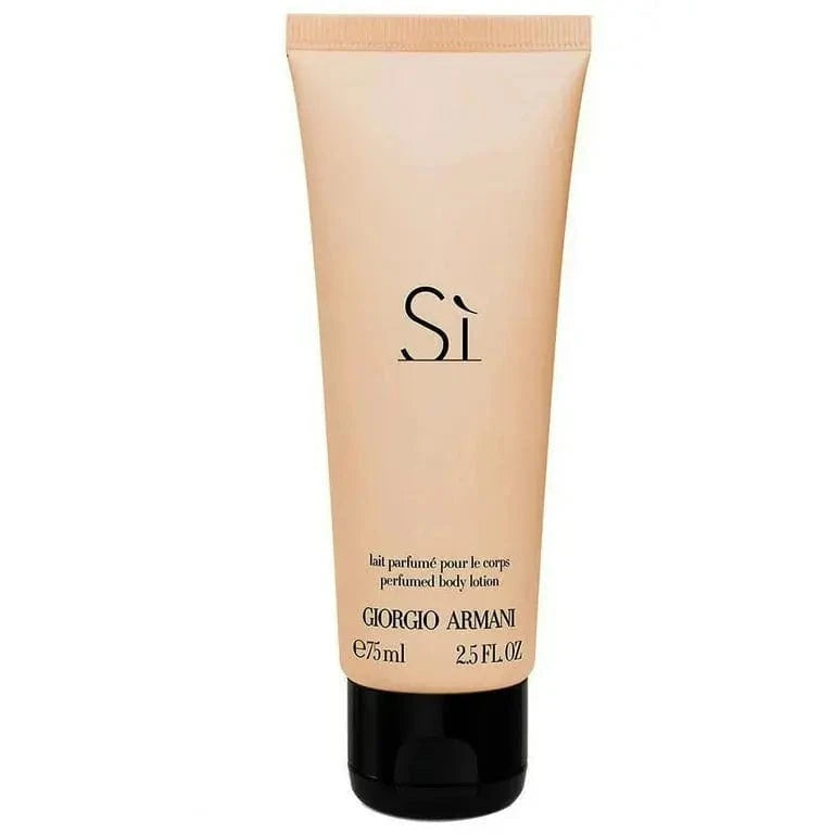 A product shot of the Giorgio Armani Sì perfumed body lotion 2.5 oz tube.