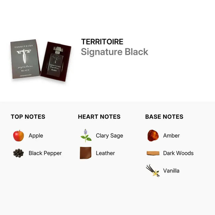 Signature Black by Territoire warm spicy masculine fragrance for men