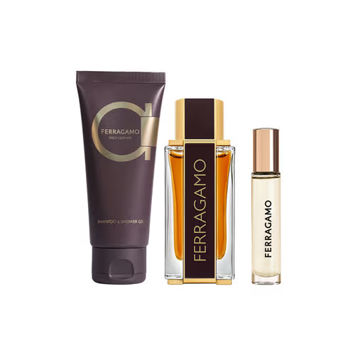 Spicy Leather By Salvatore Ferragamo For Men Parfum 3Pcs Set Spray Salvatore Ferragamo