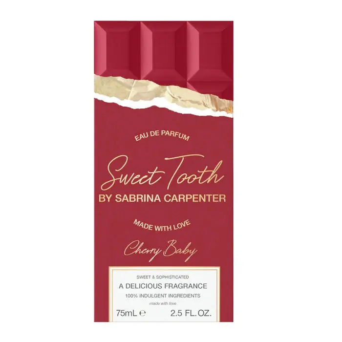 Flirty woman wearing Sweet Tooth Cherry Baby Sabrina Carpenter perfume