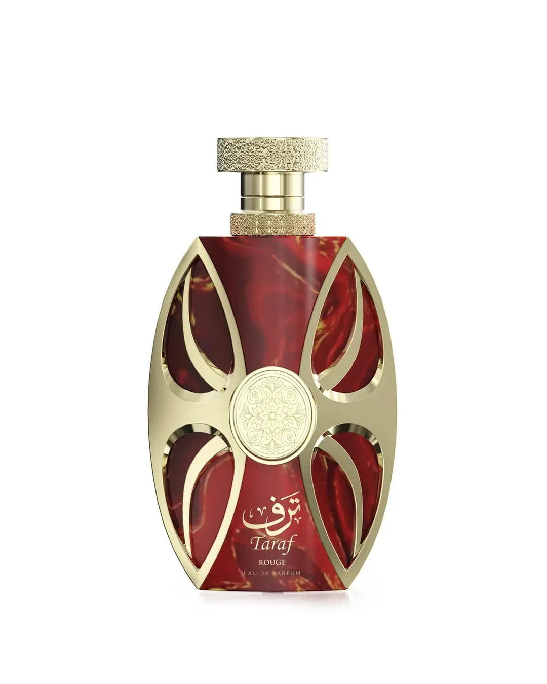 Close-up of Taraf Rouge by Amaran Exclusive Eau de Parfum bottle
