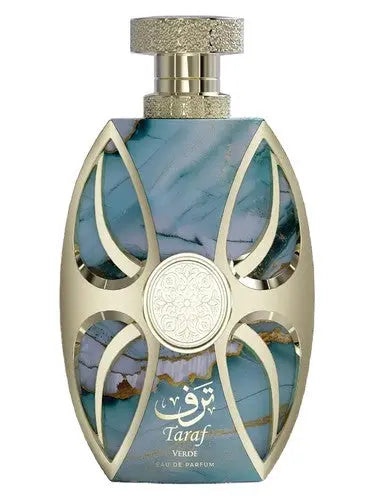 Close-up of Taraf Verde by Amaran Exclusive Eau de Parfum bottle