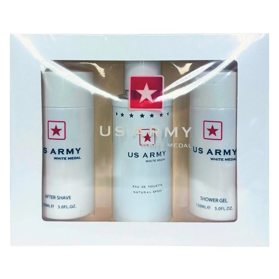 US Army White 3-Piece Set By Revolution Parfums For Men 3.4oz EDT Spray Revolution Parfums