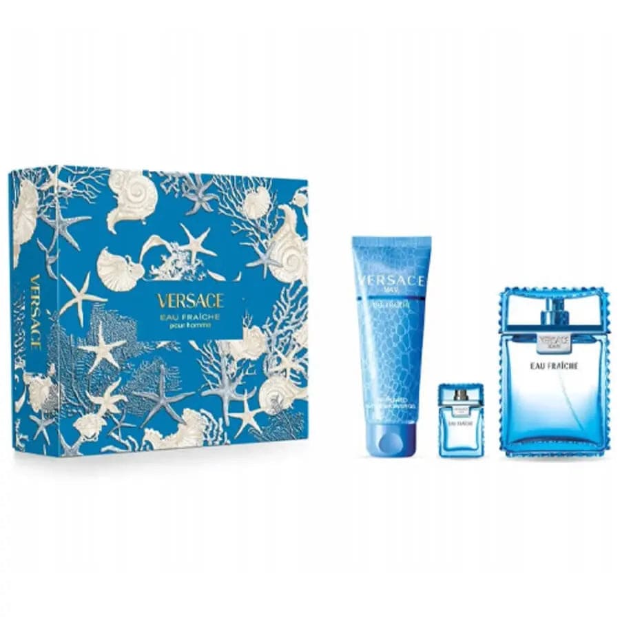 Versace Man Eau Fraiche Men's 3pc Gift Set Eau De Toilette.