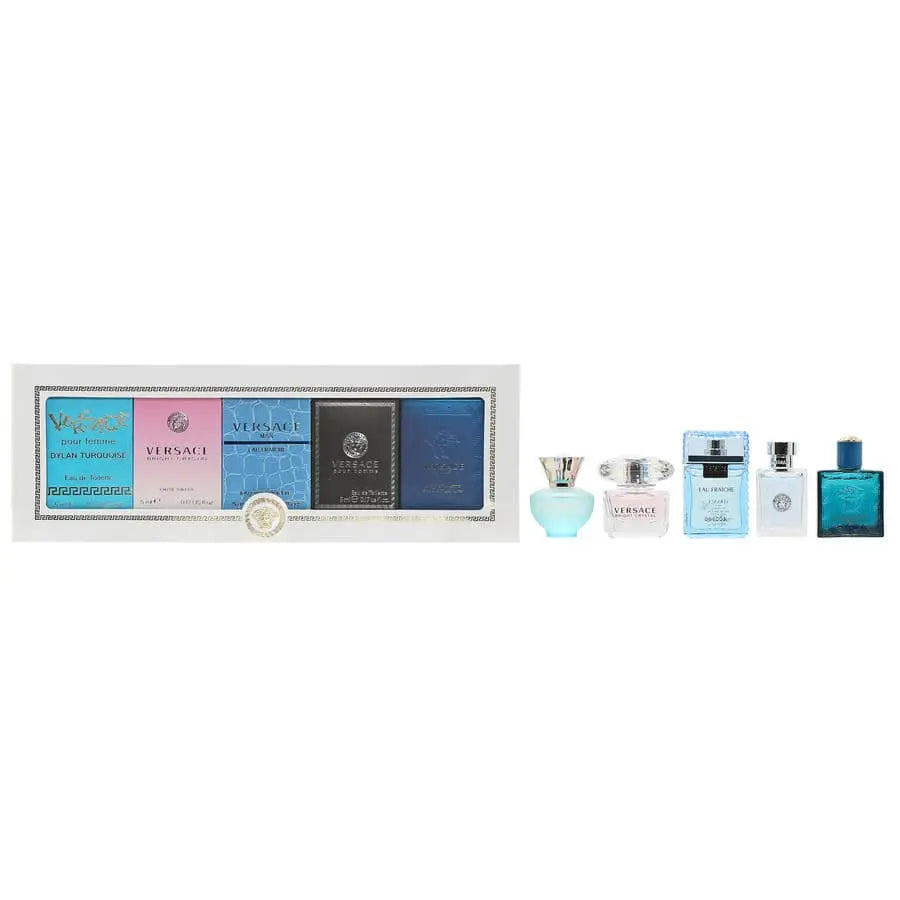 Versace Mini Set with Eros Dylan Blue Pour Homme and Bright Crystal mini bottles