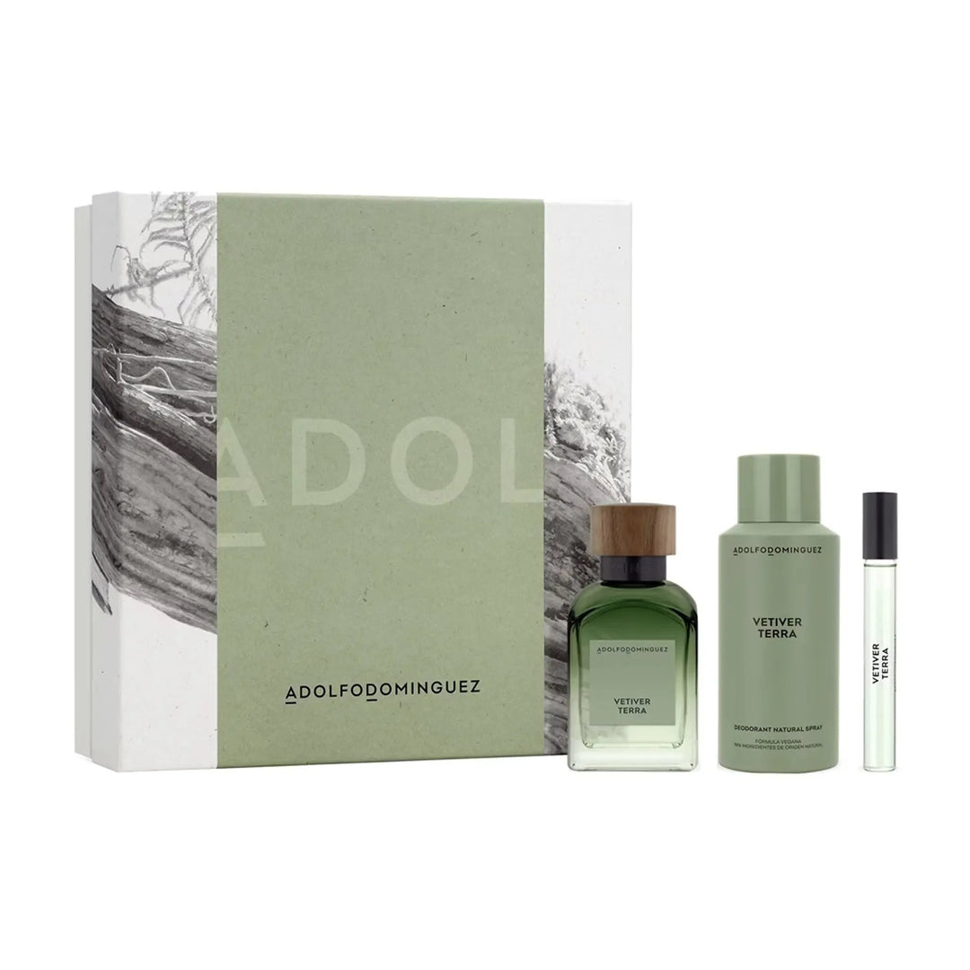 Vetiver Tierra 3-Piece Set By Adolfo Dominguez For Men 4.1oz EDP Spray