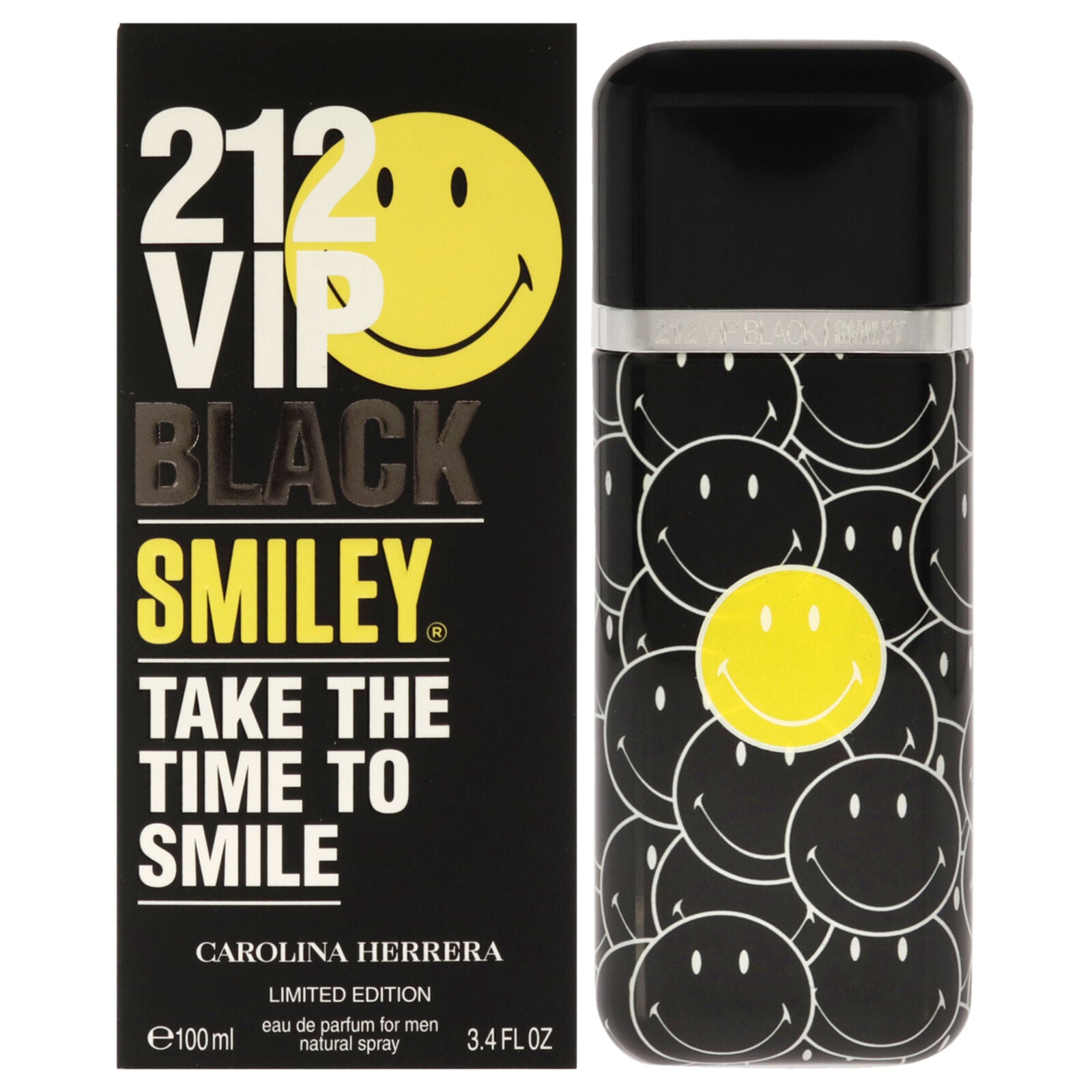 212 Vip Black Smiley By Carolina Herrera For Men 3.4 oz EDP Spray